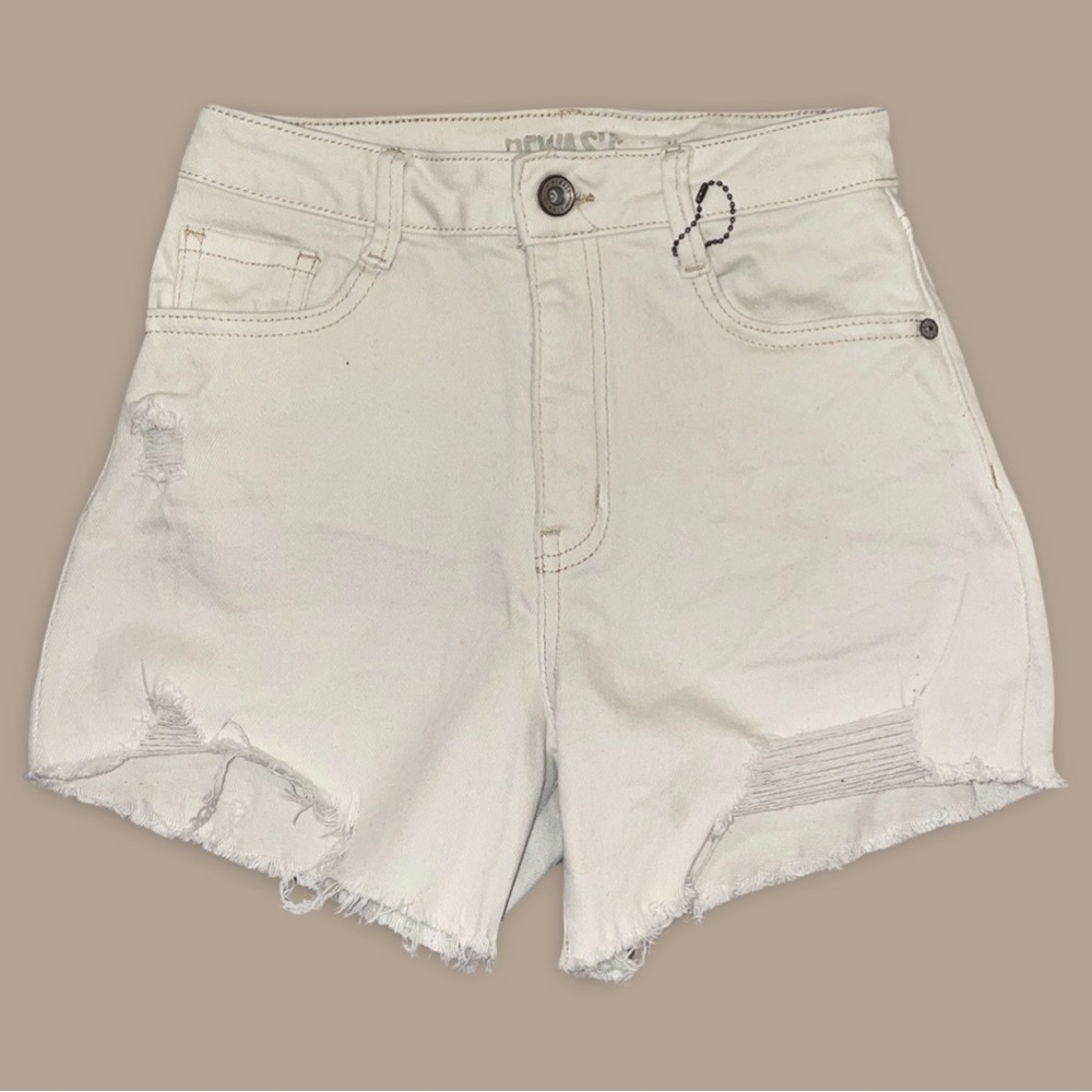 Rewash Super High Rise Off White Denim Shorts